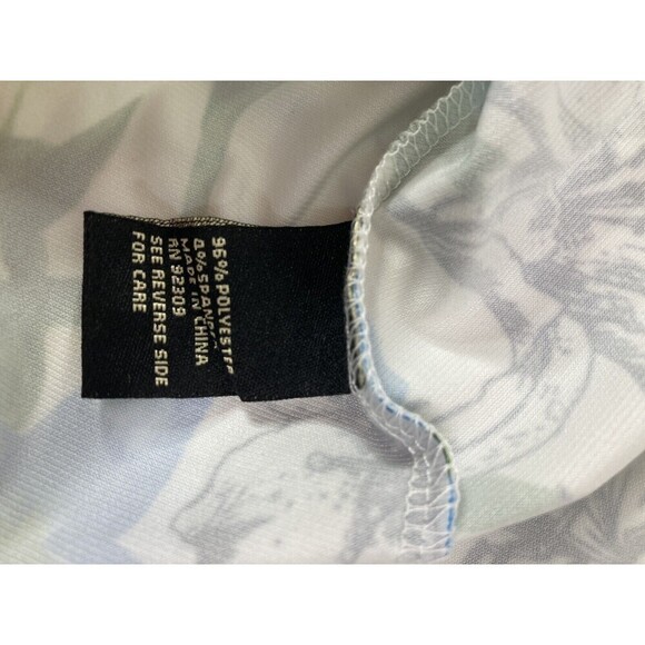 New DG2 Diane Gilman Floral Top Shirt 3/4 Sleeves Blue White Black Floral Ruffle - Picture 7 of 14